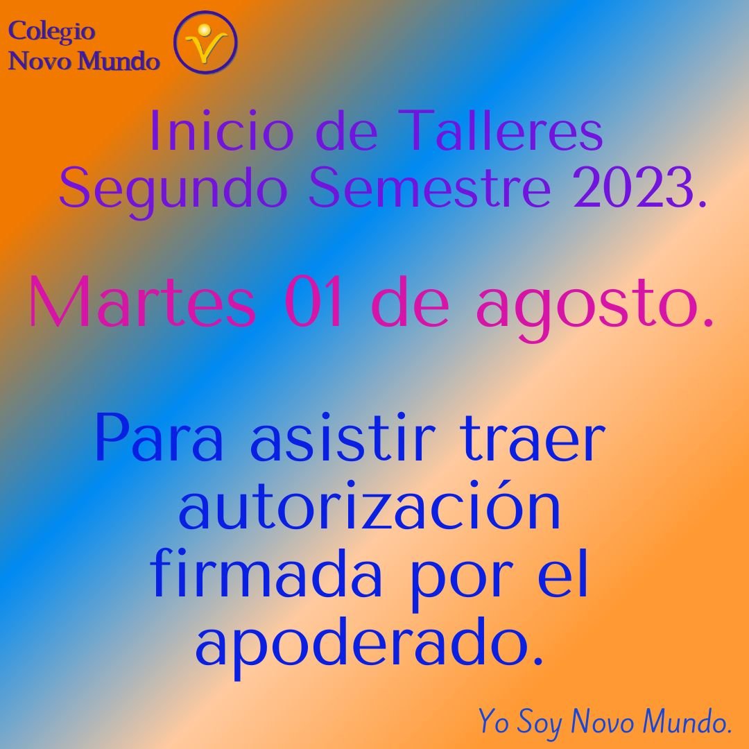 Colegio Novo Mundo · Inicio talleres.